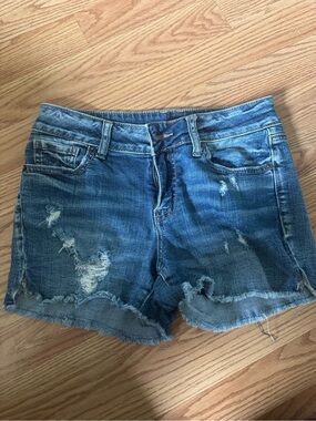 Maurices Distressed Blue Denim Jean Shorts